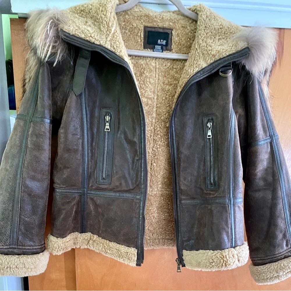 Womens ana Leather Winter Jacket, Size Medium